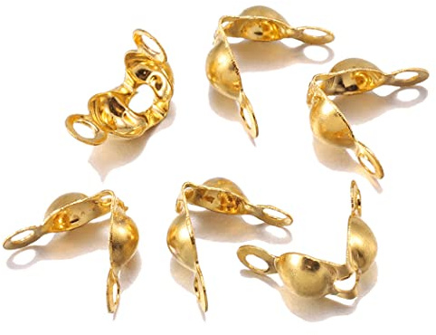 200 PCS Bead Tips Stainless Steel Knot Covers Clamshell End Cap Crimps Beads Ball Chain Connector Clasp for Jewellery Craft Making 1.5mm,Gold