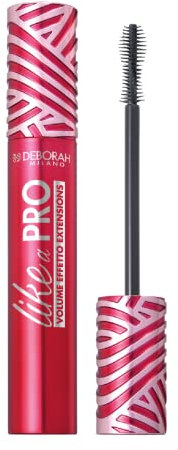 Deborah Milano - Mascara Like a Pro Effetto Lash Extension, Mascara Nero Allungante dal Finish Lucido, Scovolino a Spirale per Applicazione Precisa e Senza Grumi, Effetto Ciglia Finte, 12ml
