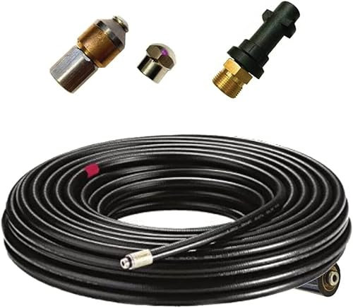 M&M Smartek Rohrreinigungsschlauch Set für/kompatibel zu Kärcher Kränzle inkl. 1/4“ Düsen rotierend & starr & Bajonett (wählbar) für Hochdruckreiniger bis 160 bar 40°C (Bajonett, 2x Düse, 3 Meter)