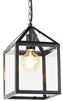 QAZQA - Landhaus I Vintage Smarte Outdoor-Hängelampe I Pendellampe I Pendelleuchte schwarz IP23 inkl. Wifi G95 - Amsterdam Dimmer I Dimmbar I Außenbeleuchtung - Edelstahl Würfel I Quadratisch - LED ge