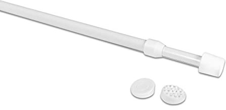 Deco-Raum Klemmstange ausdrehbar weiß Länge 100-140 cm ohne Bohren und Schrauben Gardinenstangen Set 2 Stück Metall-Kunststoff