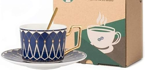 Taza de té Tazas de té Tazas de café Taza de café 7.4 oz Patrones geométricos Juego de taza de café y platillo, juego de taza de té bronceado moderno, juego de taza de capuchino/latte/espresso, paquet