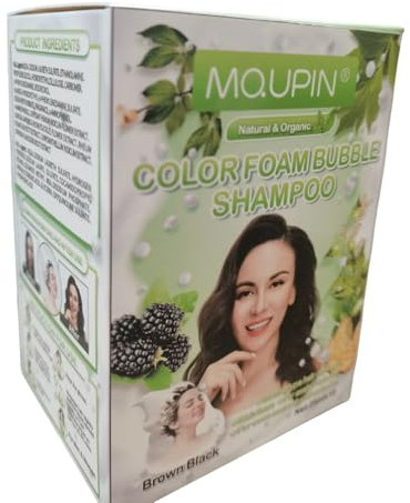 Haarfarben-Shampoo,MQUPIN 3-in-1 natürlicher Haarfarb-Schaumbläschen-Shampoo Sofortige einfache sichere schnelle Wirkung Natürliche Kräuterzutaten Halb-Permanent Sofort-Haarfarbe (Dunkelbraun)