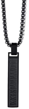 AMDXD Kette Herren mit Anhänger, Edelstahl Römische Zahl Rechteck Anhänger Erbskette, Männer Schwarz Kette, 60 CM
