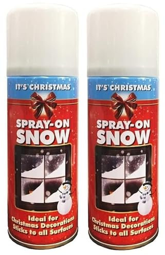 SuperGift.com 2x 200ml Fake Artificial Christmas Snow White Spray for Xmas Tree Window Craft Decoration Item, Spray on Snow