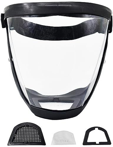 Runzkzy Anti-Fog Face Shield Vollgesichtsmaske, Kunststoffmaske für Erwachsene (Schwarz)