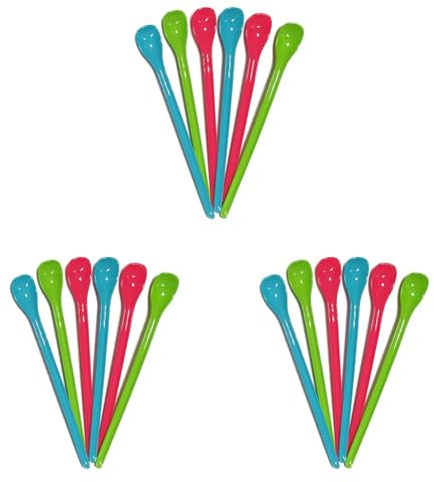 Fackelmann Langstiellöffel TROPICAL, Eiskaffeelöffel aus Kunststoff, Longdrinklöffel für große Gläser (Farbe: Koralle, Blau, Grün - nicht frei wählbar), Menge: 6 Stück (Packung mit 3)