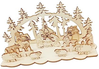 CIMAXIC 3 Sätze Holz Weihnachtsornament Zum Selbermachen Kreative Szenen Einsatzmodell Für Schreibtisch Wohnzimmer Schlafzimmer Büro Deko