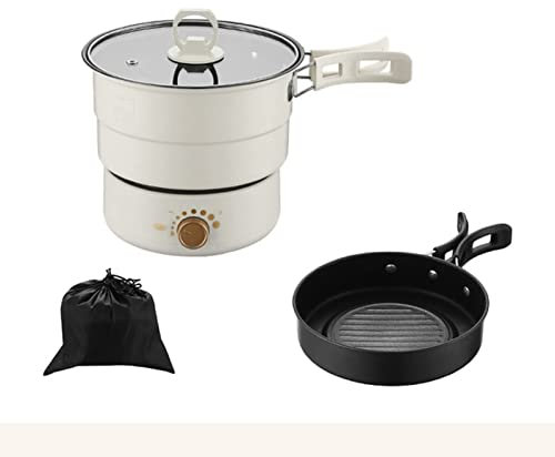 Mini Vaporizador de Cocina de Arroz, Olla Arrocera Multifuncional Portátil, Olla Eléctrica Multifunción Acero Inoxidable, Olla Eléctrica Dividida Sartén Antiadherente