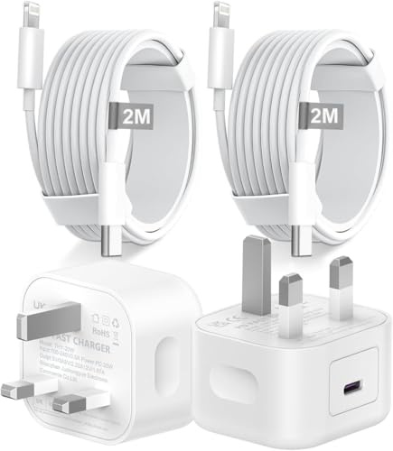 iPhone Fast Charger Plug and Cable, [MFi Certified] 2Pack 20W PD USB C Power Adapter Wall Charging Plug with 2M Lightning to USB C Cable Compatible with iPhone 14 Pro/14/13/12/11/X/8/7/iPad