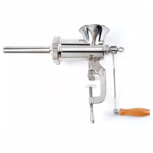 TT-YEC Tritacarne Manuale in Acciaio Inossidabile, Insaccatrice Manuale Multifunzione Per Salsicce, Tritacarne in Metallo Con Clip, 2 Dischi Abrasivi, 1 Insaccatrice Per Salsicce, Argento