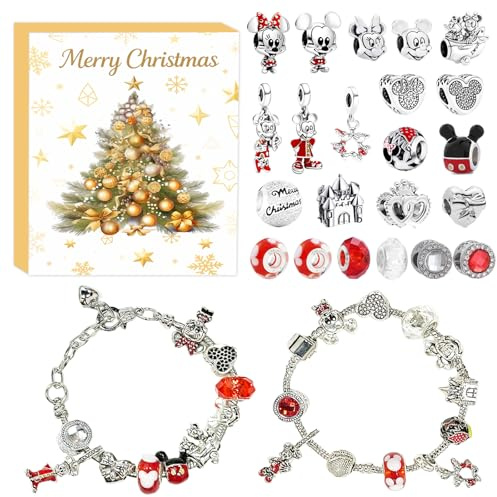 Calendario dell'Avvento Gioielli Topo Mini 2025 con 24 Sorprese Animali Braccialetto per Faidate Ciondoli DIY Regali Creativi per Ragazze