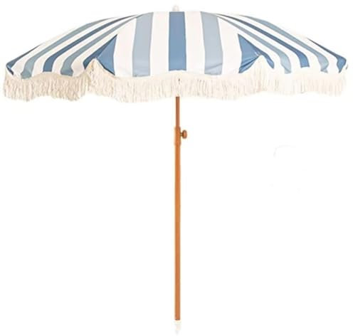 AMYSTY Sonnenschirm Marktschirm Gartenschirm Outdoor-Sonnenschirm Mit Quaste, Terrassenschirm, Tischschirm Für Garten, Deck, Hinterhof Terrassenschirm Sonnenschirme im Freien(Blue)