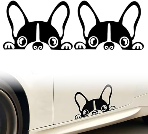 2 Bilder Auto Aufklebe Bulldogge, Autoaufkleber Hund, Auto Sticker Schwarz, Deko Fensteraufkleber Spaß für Auto, Kühlschrank, Laptop, Motorrad (15 * 9cm)