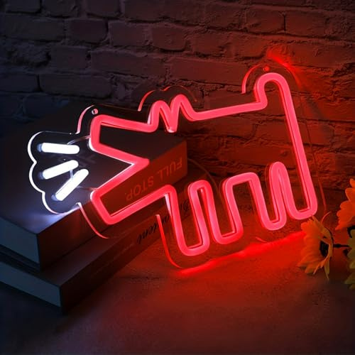 Neonschild mit bellendem Hund, dimmbar, für Spielzimmer und Männerhöhle, Wanddekoration, einzigartige Straßenkunst-inspirierte Neon-Wandbehang, 33 x 20 cm