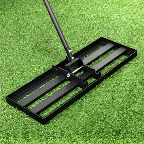 ZHAOXI Lawn Leveling Rake, 76 x 25.5cm Iron Lawn Lute, Black Heavy Duty Lawn Leveler with 207cm Adjustable Handle Level oil and, Top Dressing. Lawn Leveling Tool for Garden, Golf Course, Backyard