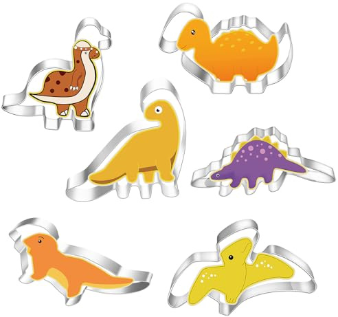 6 Pcs Stainless Steel Dinosaur Cookie Cutter Set Dinosaur Sandwich Cutter Dinosaur Cookie Cutters Baking Mould Dinosaur Mould for DIY Pastry Cutter Biscuit Cutter Sandwich Cutter
