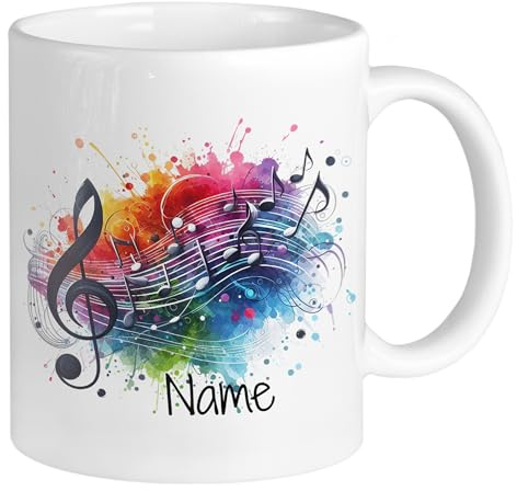 GRAZDesign Tasse Musik Noten mit Namen personalisiert - Musiklehrer Geschenk Keramik Becher 330ml