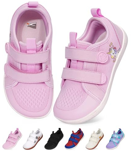 BibYuga Chaussures pieds nus larges pour enfants - Baskets minimalistes antidérapantes avec soutien de la voûte plantaire