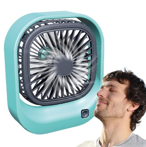 Ventola piccola - ventola da scrivania, circolatore d'aria silenzioso | Ventola di raffreddamento portatile, ventilatore ricaricabile USB quadrato con inclinazione regolabile, ventola rechar
