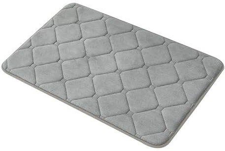 Memory Foam Bath Mat, Quilted Microfibre, Non-slip, Grey, 60 x 40 cm