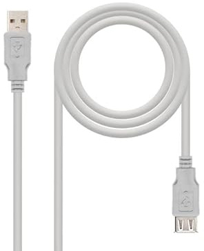 Watio Wave Cable extensión - cable usb tipo A-F de 3 m, color beige, ideal para conectar dispositivos con mayor comodidad y alcance. *