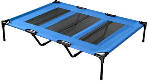 Actiaspet Elevated Dog Bed Oxford Mesh Pet Cot Indoor or Outdoor (Blue, Extra Large)