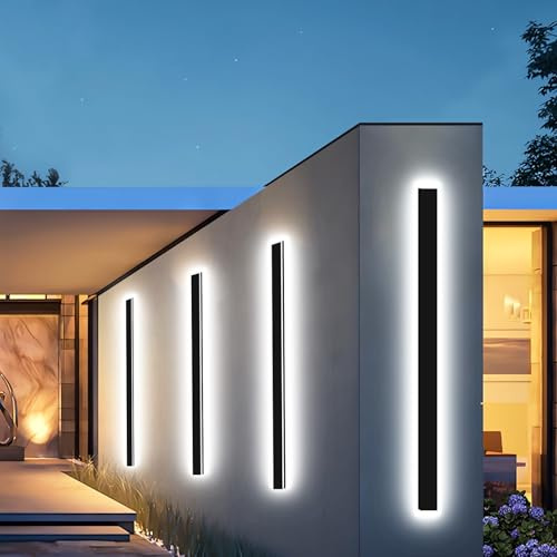 ENMLN 1Stück 120cm Außenwandleuchten, 3000K-6000K Dimmbare Außen LED Wandleuchte für Garage und Vordertür, Schwarz Lange Außenwandlampe IP65 Wasserdicht für Villa Schlafzimmer, Wohnzimmer Innen