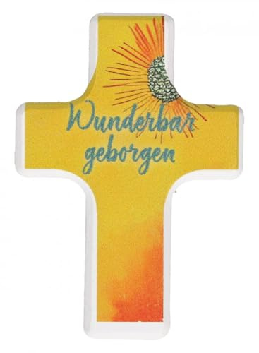Butzon & Bercker Handschmeichler Kreuz aus Buchenholz, 6 cm - Geborgen | Glattes Holzkreuz als Trostgeschenk für Taufe, Kommunion, Konfirmation & Trauer, ideale Taschengröße, Buche Natur