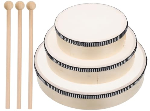 GALPADA Lot De 3 Tambourins à Main en Bois pour Adultes 6 8 Et 10 Instruments De Musique à Percussion Robustes Et Portables Activités Éducatives Performances Tambours à Main