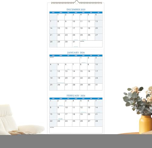 Calendario Da Parete Trimestrale,Agenda Annuale 2026 Con Visualizzazione Mensile | Organizzatore Annuale Appendibile Per Appunti Di Viaggio Casa Scuola Ufficio Compleanno Famiglia