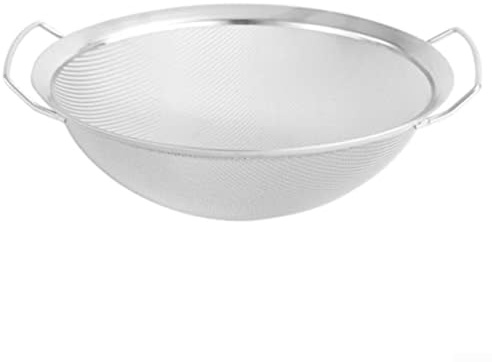 Setaccio per farina in acciaio inox a doppia maniglia con cestello drenante per cucina, adatto per setacciare farina e drenare olio o altri liquidi (25,4 cm)