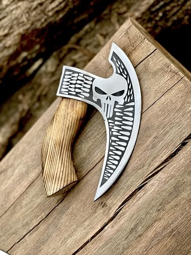 SHOHASS New Handmade Pizza Cutter Axe Viking Pizza Axe Beautiful Handle with Premium Leather Cover