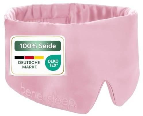 bene-sleep® Premium Seidenschlafmaske – 100% lichtdicht – Weiche Polsterung – Hautfreundlich Augenbrille für erholsamen Schlaf – Für längeren REM-Schlaf und schnelleres Einschlafen (Rosa)