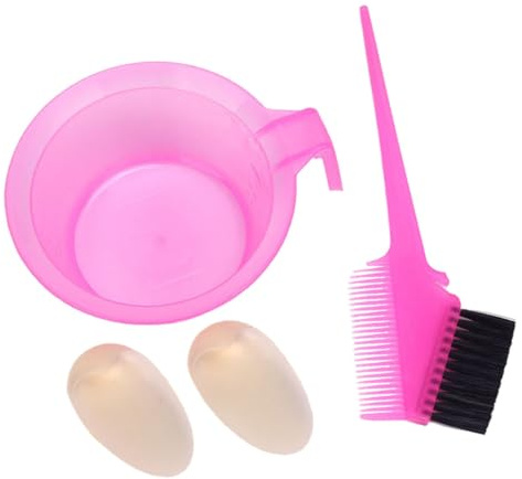 BIUDECO Hair Coloring Comb and Bowl Set 2 Pieces Double-sided Hair Dye Brush Pink DIY Salon Dye Tool for Professional Tinting and Highlighting at Home
