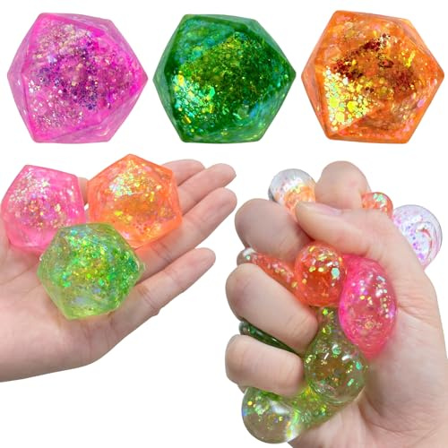 Gold Powder Series 3Pcs Sensory Fidget Set with Stress Cube - Diamond, Polygon & Cube Fidget Toy, Stress Relief for Adults, Anxiety & Autism Aid, Stocking & Party Filler Toys(polygontwo)