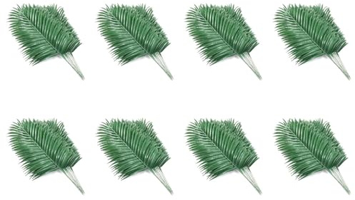ISTOVO 96 Piezas de Hojas de Palma Artificiales Plantas de Palma Falsa Frondas Tropicales Grandes Hojas de Planta Verde para Hojas Fiesta Hawaiana