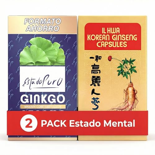 Pack Estado Mental | Ginseng Coreano IL HWA + Ginkgo Biloba Estado Puro | Nootropico para Memoria, Concentración y Claridad Mental