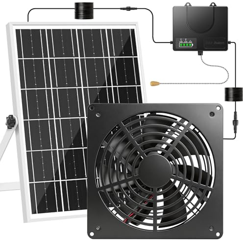 ladate Metal Solar Exhaust Fan with Pull Switch Solar & USB-C Charging
