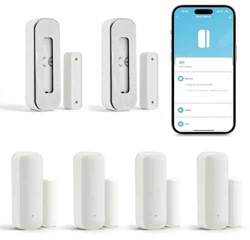Capteur de Contact Intelligent pour Porte/fenêtre (4 pièces), capteur de fenêtre Smart Life, système d'alarme de sécurité sans Fil pour Thermostat de radiateur Intelligent, Maison, Garage.