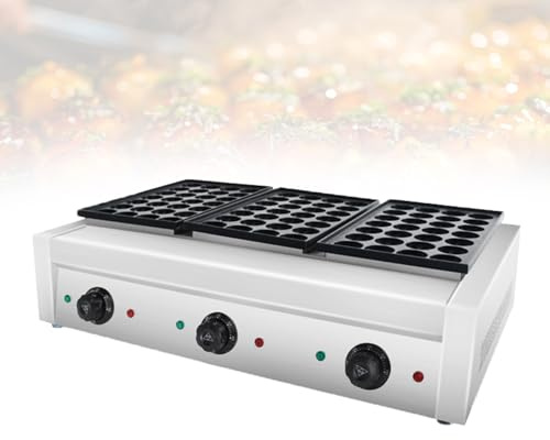 Mini Pancake Maker Elettrico-Macchina per Poffertjes,Piastra per Takoyaki Professionale-Doppia Zona di Riscaldamento Design Ergonomico per Professionisti della Gastronomia(84)