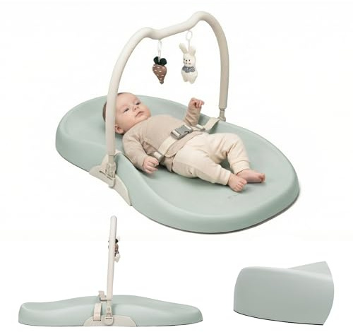Kidnort Beroring Wickelauflage Wickelunterlage abwaschbar mit erhöhten Seiten und verstellbarem Gurt rutschfester Unterseite für Wickeltisch Wickelkommode Wickelaufsatz für Babys Dusty Sage