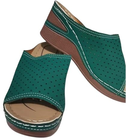 XHZPF Pantofole da esterno, scarpe, sandali estivi a cuneo per donna taglia grande(verde,38)