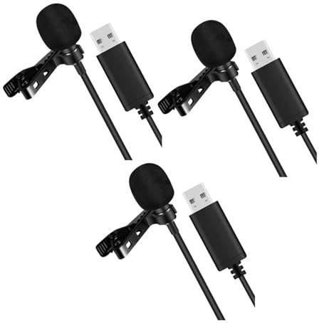 Vjsujehgy 3X Microfono USB Universale Microfono Lavalier Microfono per Computer con Clip Microfono Omnidirezionale Plug e Play