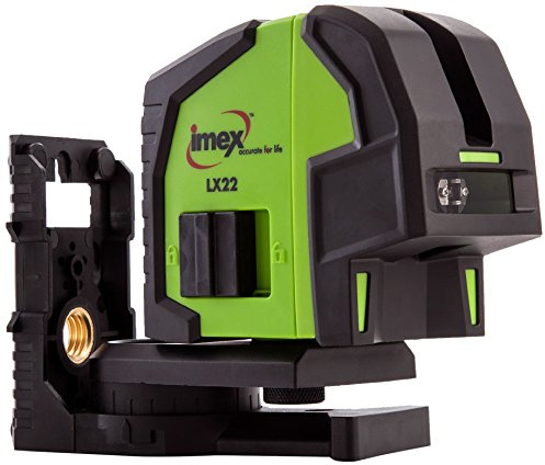 Imex LX22 Cross Line Plumb Red Laser Level with Magnetic Bracket - Green/Black