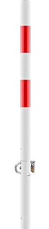 ROBUSTO Absperrpfosten klappbar rund, zum Einbetonieren, abschließbar, rot/weiß, Art.-Nr. 37203 und 37780 | Absperrpfosten klappbar | Poller | Klapppfosten