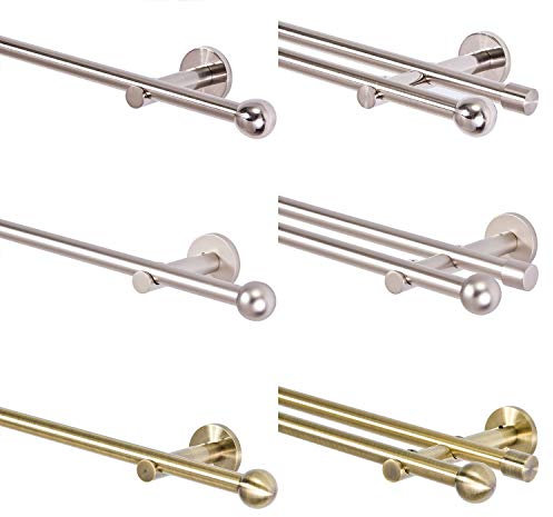 Trendyhome24 - Asta per tende da 16 mm, a due vie, in acciaio INOX cromato opaco, oro anticato, 120-600 cm, sfera (oro anticato, 2 vie, 160 cm)