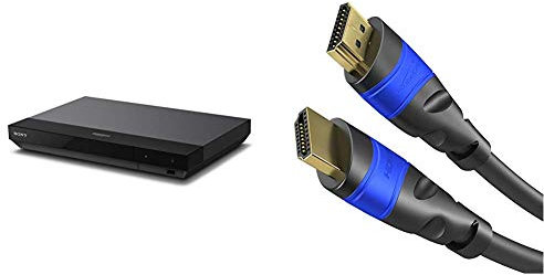 Sony UBP-X700 4K Ultra HD Blu-ray Player (HDR, Streaming-Dienste, Super Audio CDs, USB, WiFi, HDMI) Schwarz & KabelDirekt HDMI Kabel 1,5m - TOP Series