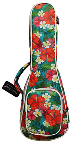 MUSIC FIRST Ukulele-Tasche aus Nylon mit tropischem Blumen-Design (für 53,3 cm Sopran-Ukulele)