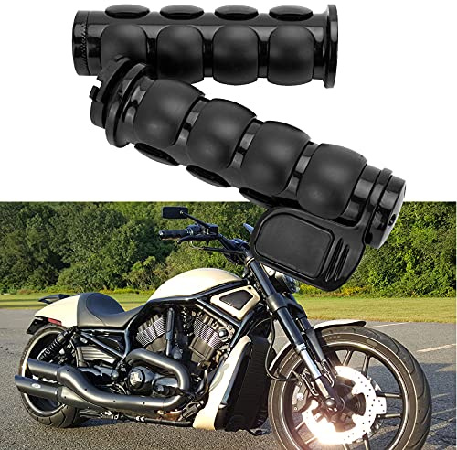 Pair of 1 Dual Black Motorcycle Bar End Hand Grips Handlebar Compatible with Cruisers Harley Yamaha Suzuki